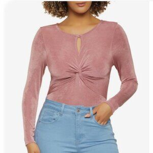 Story On Women's Long Sleeve Twist Front Bodysuit - Various Sizes